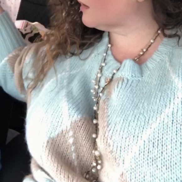 Ellos Plus Size Oversized Antique Mint Argyle Pullover Sweater Size 2X - Picture 2 of 16